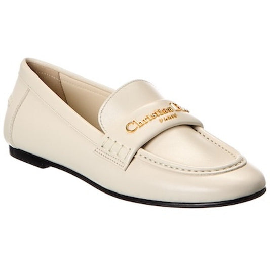 Dior Boy White Calfskin Leather Loafer Dress Shoes Ivory