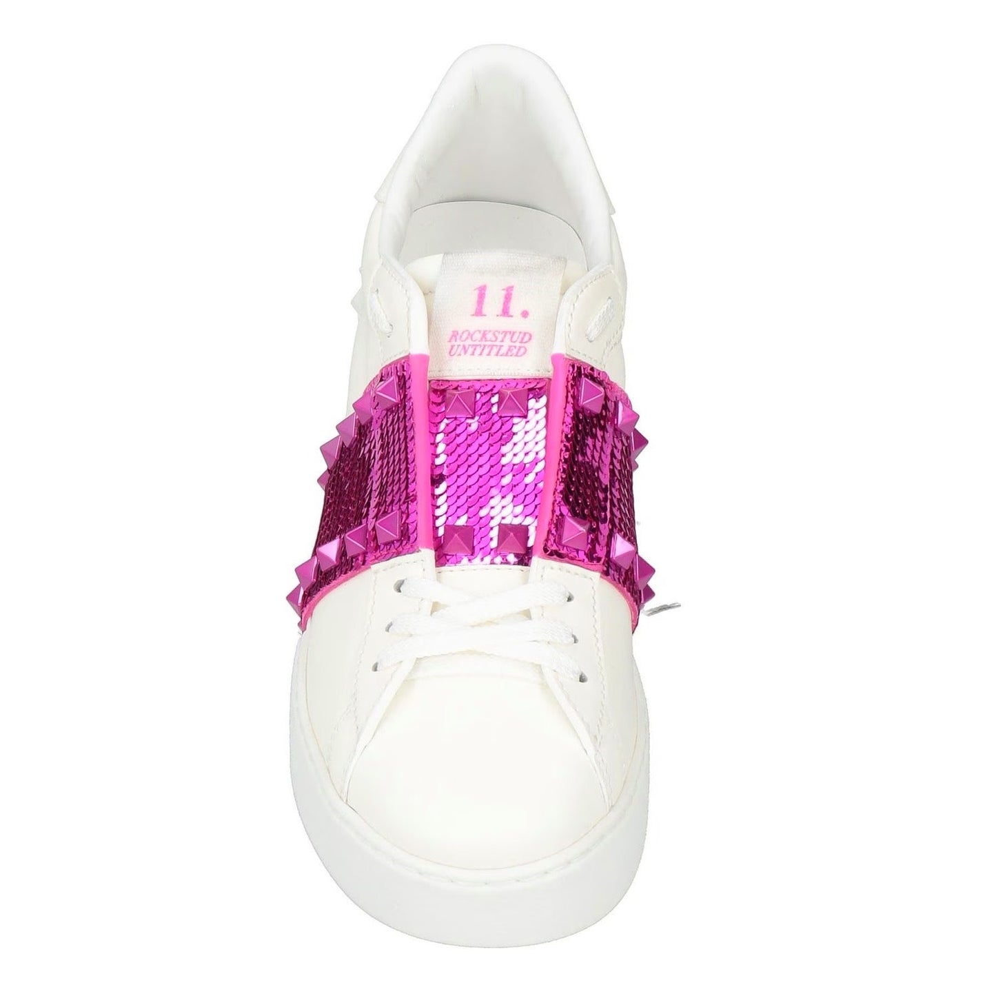 Valentino Garavani White Open Disco Platform Wedge Sequin Sneaker