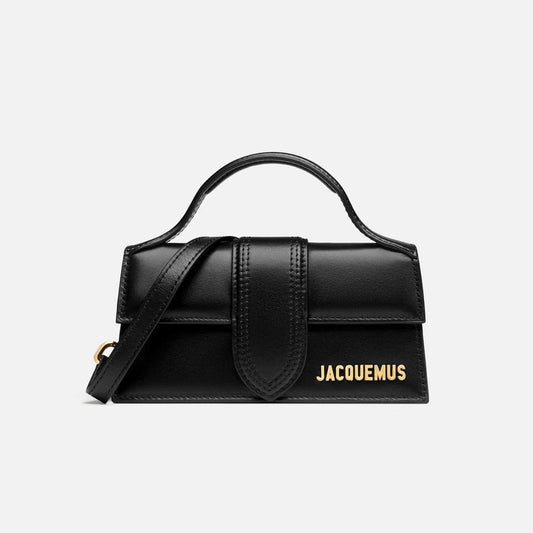 Jacquemus Le Bambino Black Smooth Calf Leather Handbag Gold Logo