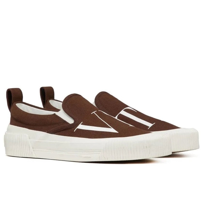 Valentino Garavani Brown VLTN Canvas Slip-on Sneakers