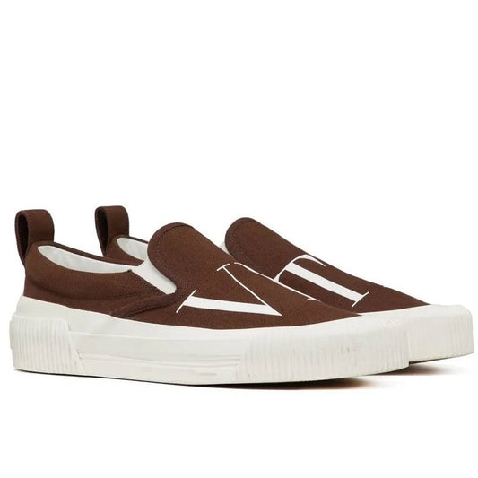 Valentino Garavani Brown VLTN Canvas Slip-on Sneakers