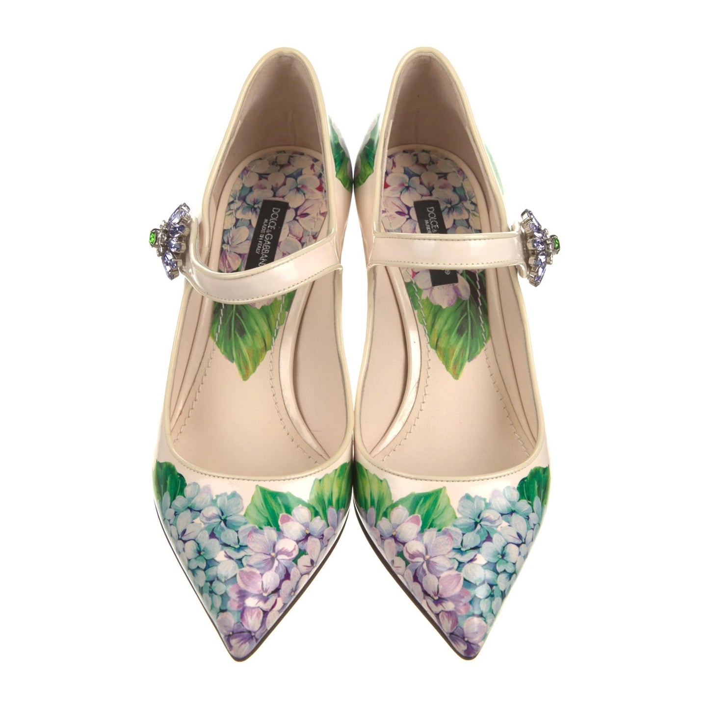 Dolce & Gabbana Leather Hydrangea Floral Print Pumps