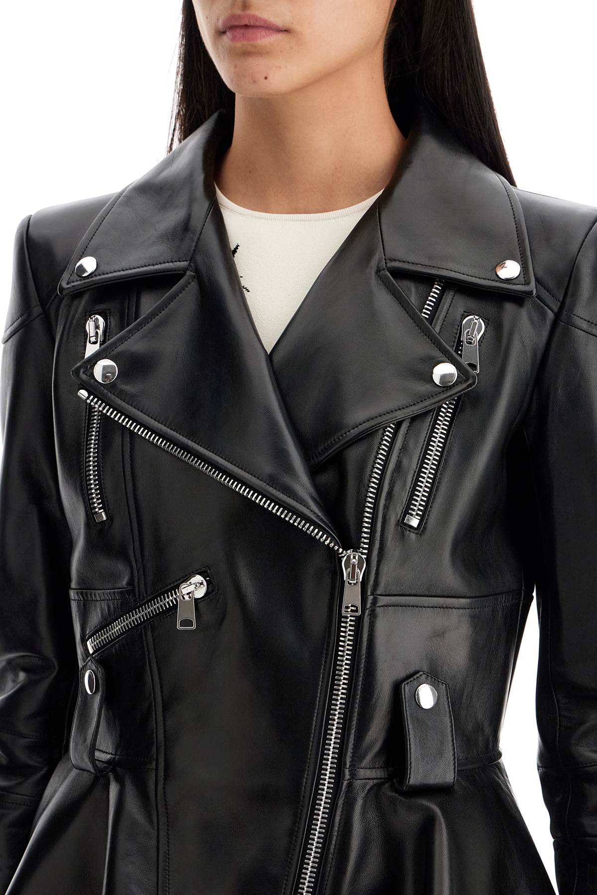 Alexander Mcqueen Peplum Leather Biker Jacket