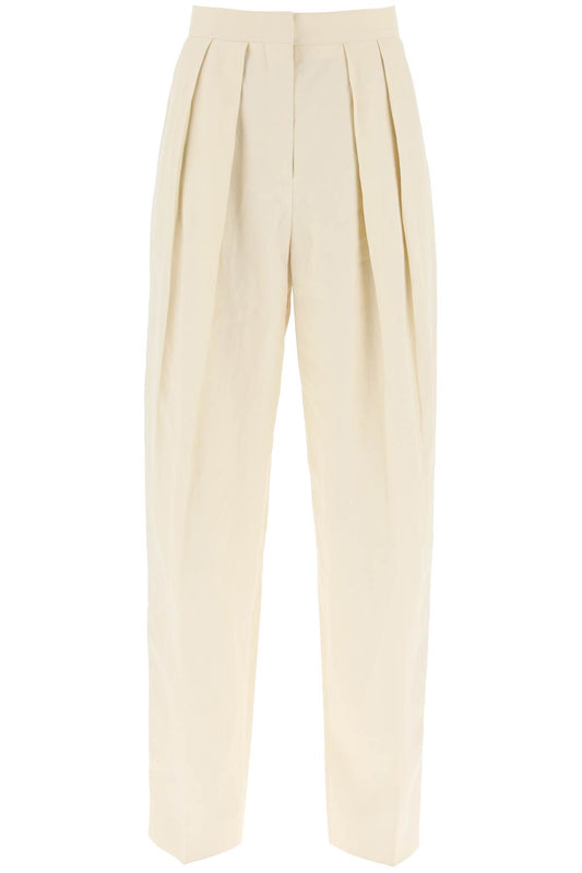 Stella Mccartney Loose Linen Blend Pants With Front Pleats