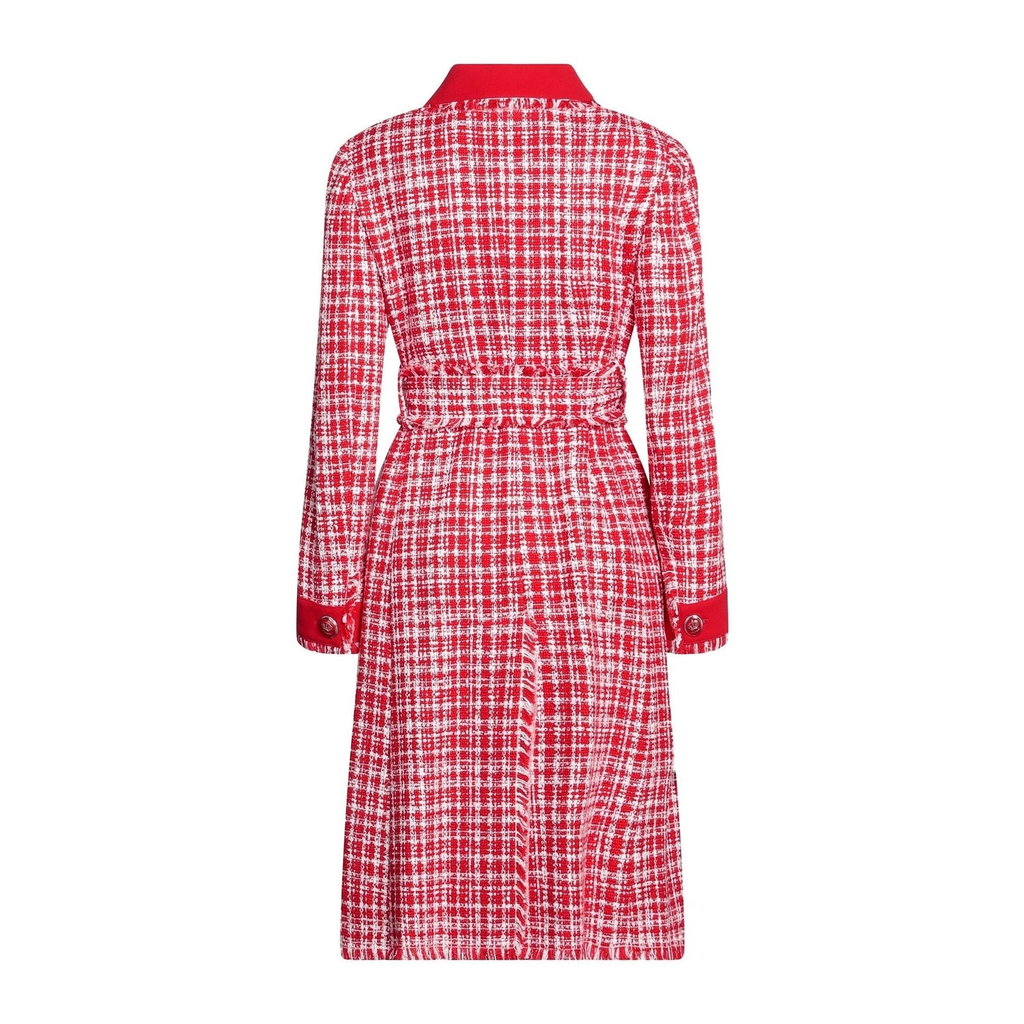 NWT Dolce & Gabbana Tweed Belted Coat Red White  40 / S
