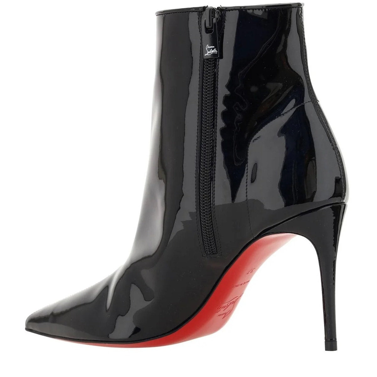 Christian Louboutin Sporty Kate Patent Leather Pointed Toe Boots Black
