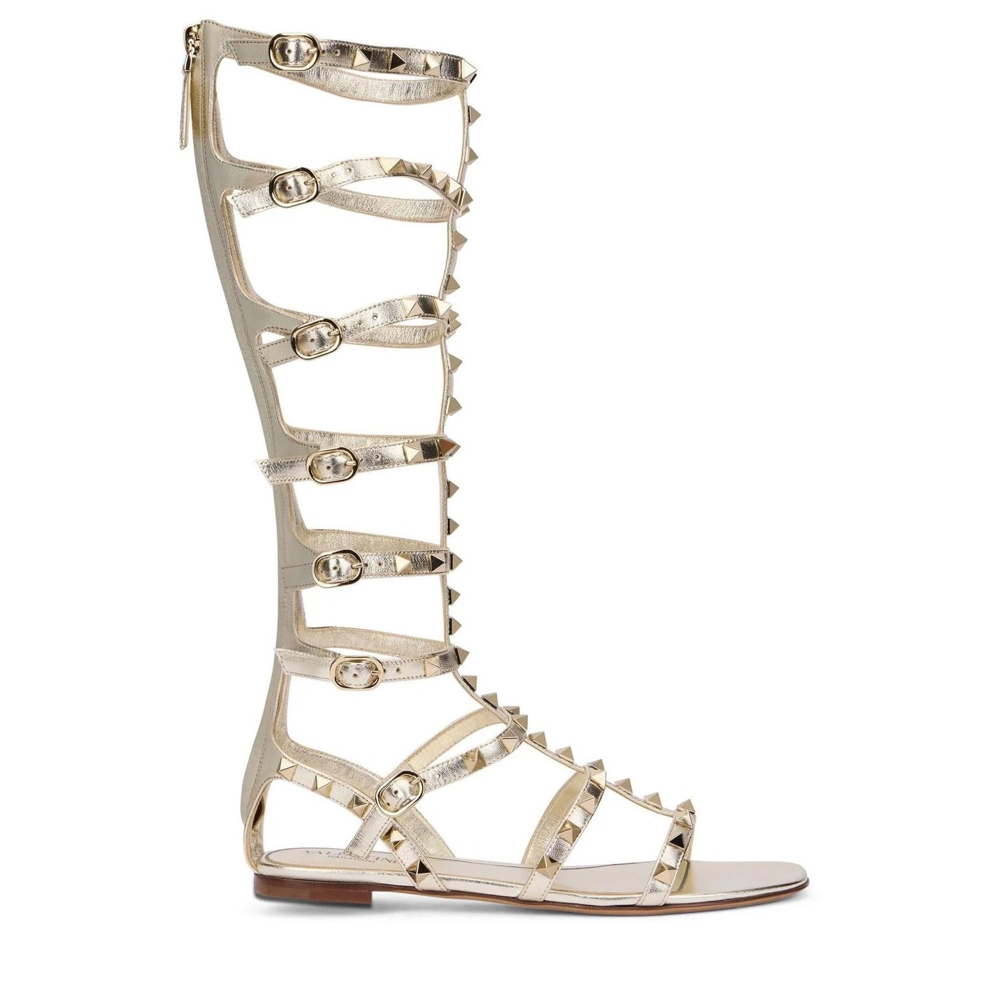 Valentino Garavani Metallic Gold Rockstud Gladiator Sandals  36