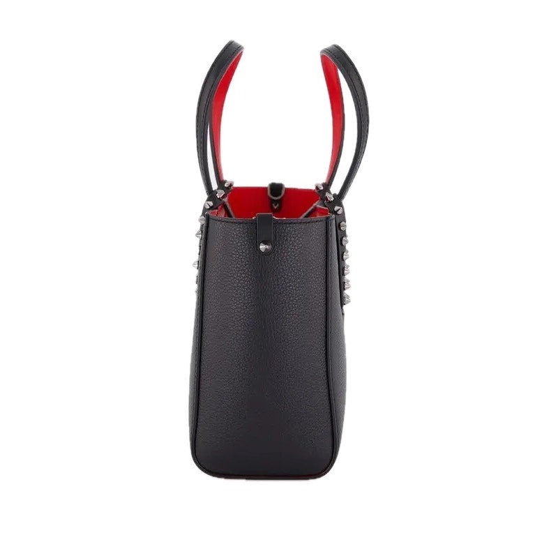 Christian Louboutin Cabata Mini Calf leather spikes Tote Bag Black Red