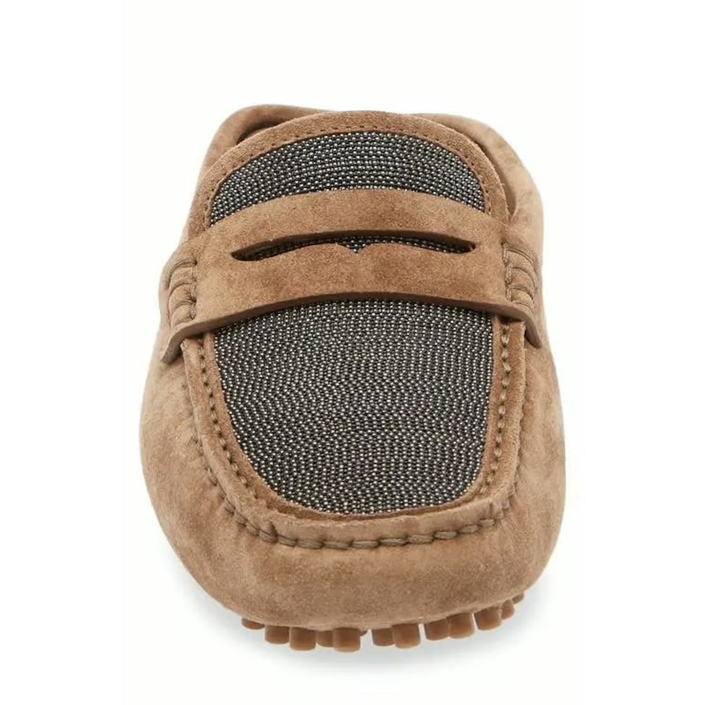 Brunello Cucinelli Monili Suede Driving Mules Brown