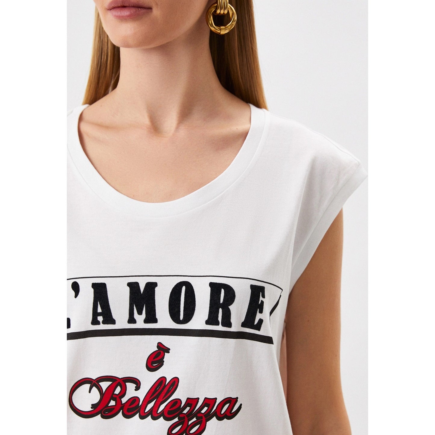 Dolce & Gabbana White Sleeveless L'Amore E Bellezza Cotton T-shirt
