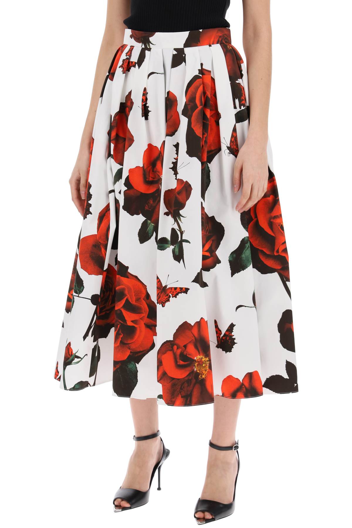 ALEXANDER MCQUEEN Gonna Plissettata Tudor Rose