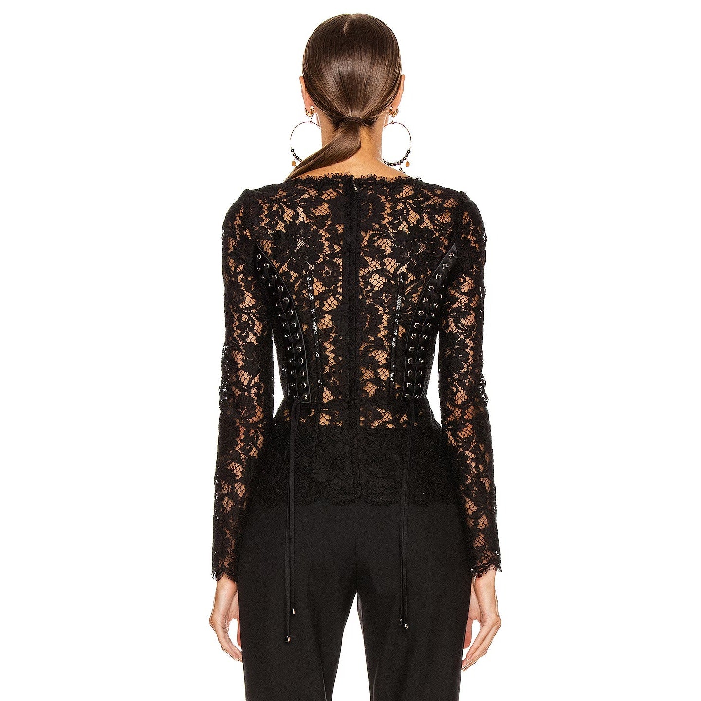 NWT Dolce & Gabbana Black Lace Long Sleeve Top Blouse IT 40 S