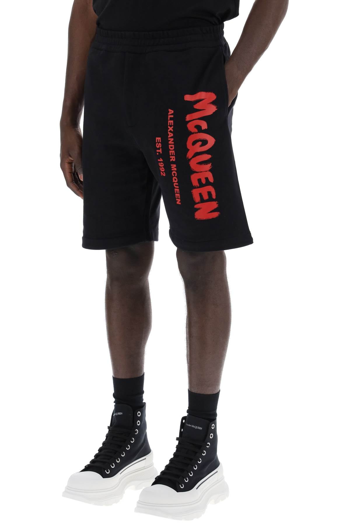 Alexander Mcqueen Jersey Graffiti Sweatshorts