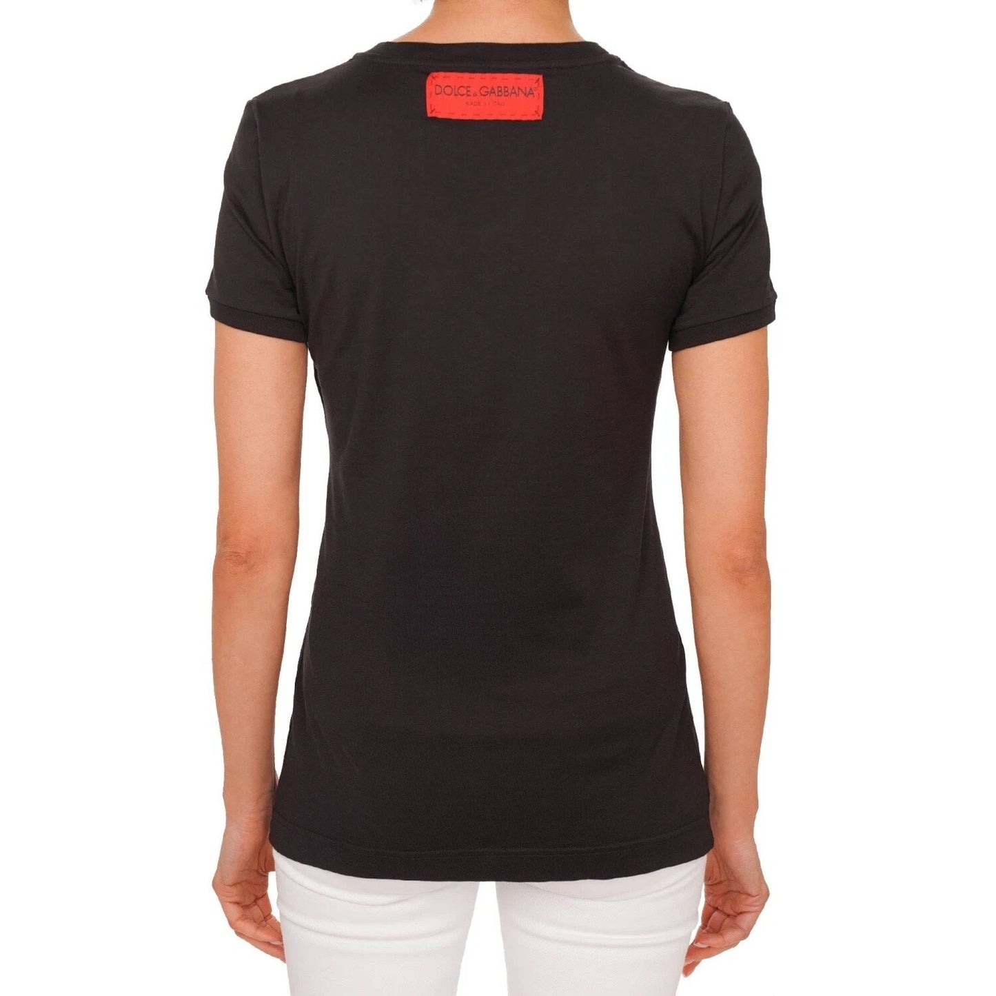 NWT Dolce & Gabbana Black Italian Brand Cotton T-shirt In IT 36 XXS