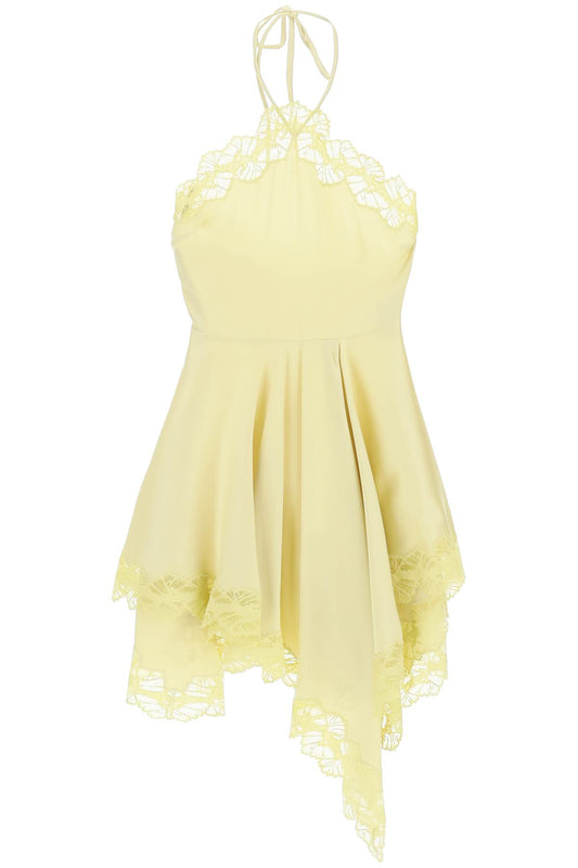 Stella Mccartney Asymmetric Satin Dress With Lace Detail