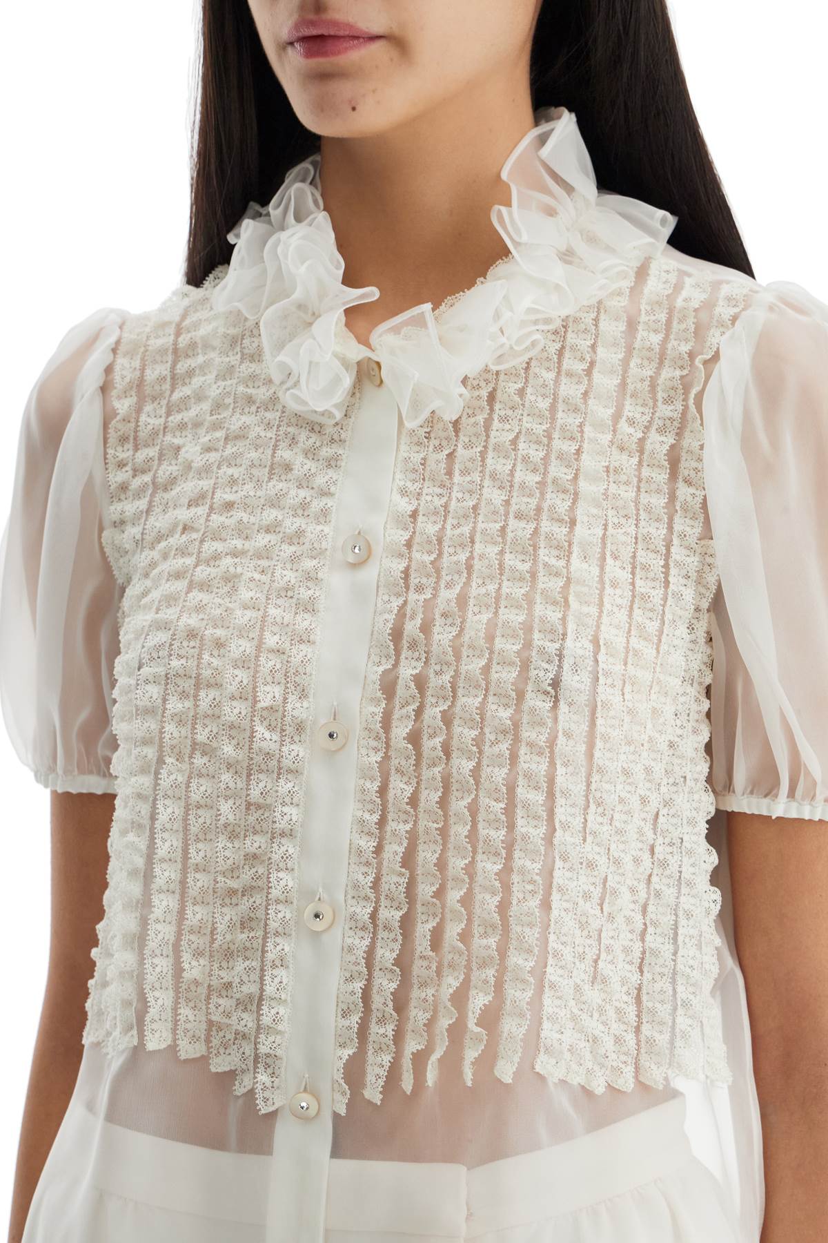 Valentino Garavani Short-Sleeved Chiffon Blouse