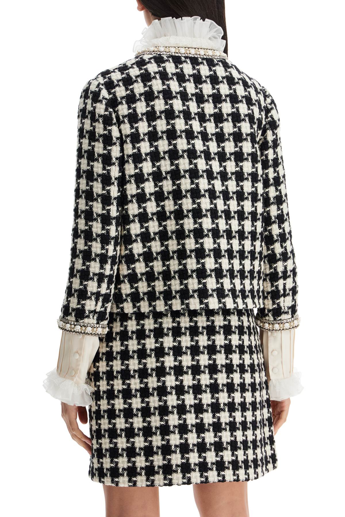 Valentino Garavani Embroidered Jacket In Damier Light Tweed