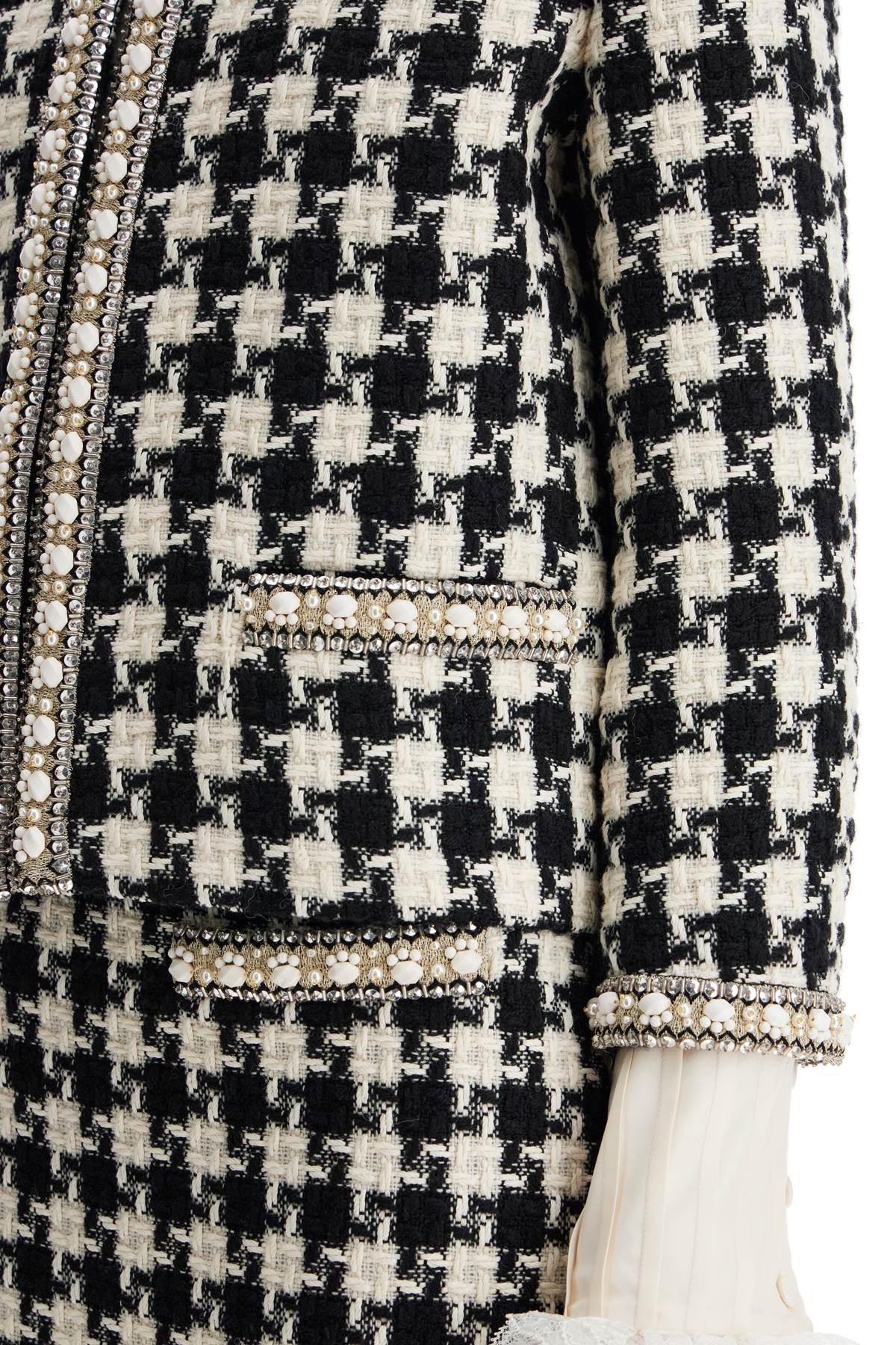 Valentino Garavani Embroidered Jacket In Damier Light Tweed