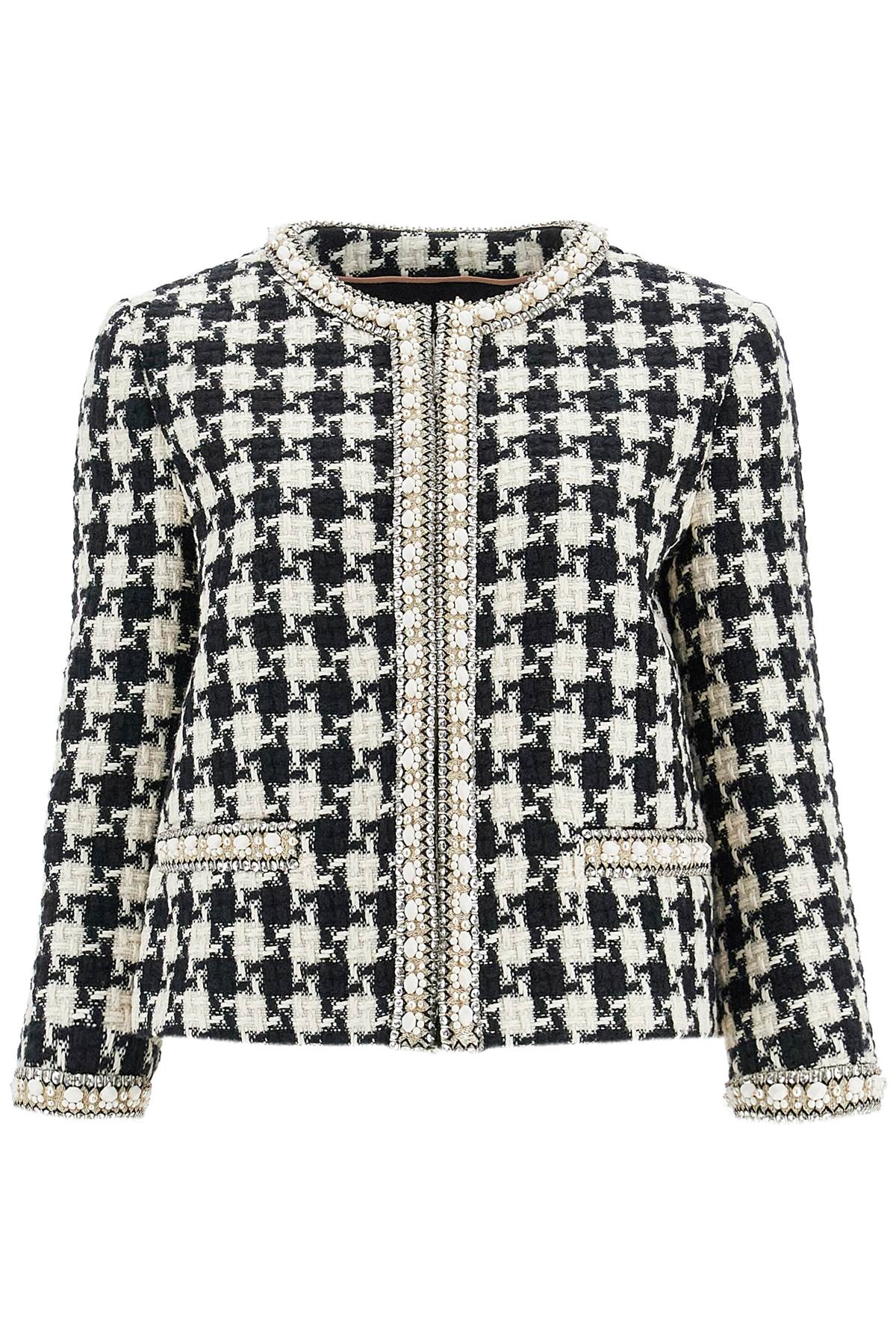 Valentino Garavani Embroidered Jacket In Damier Light Tweed