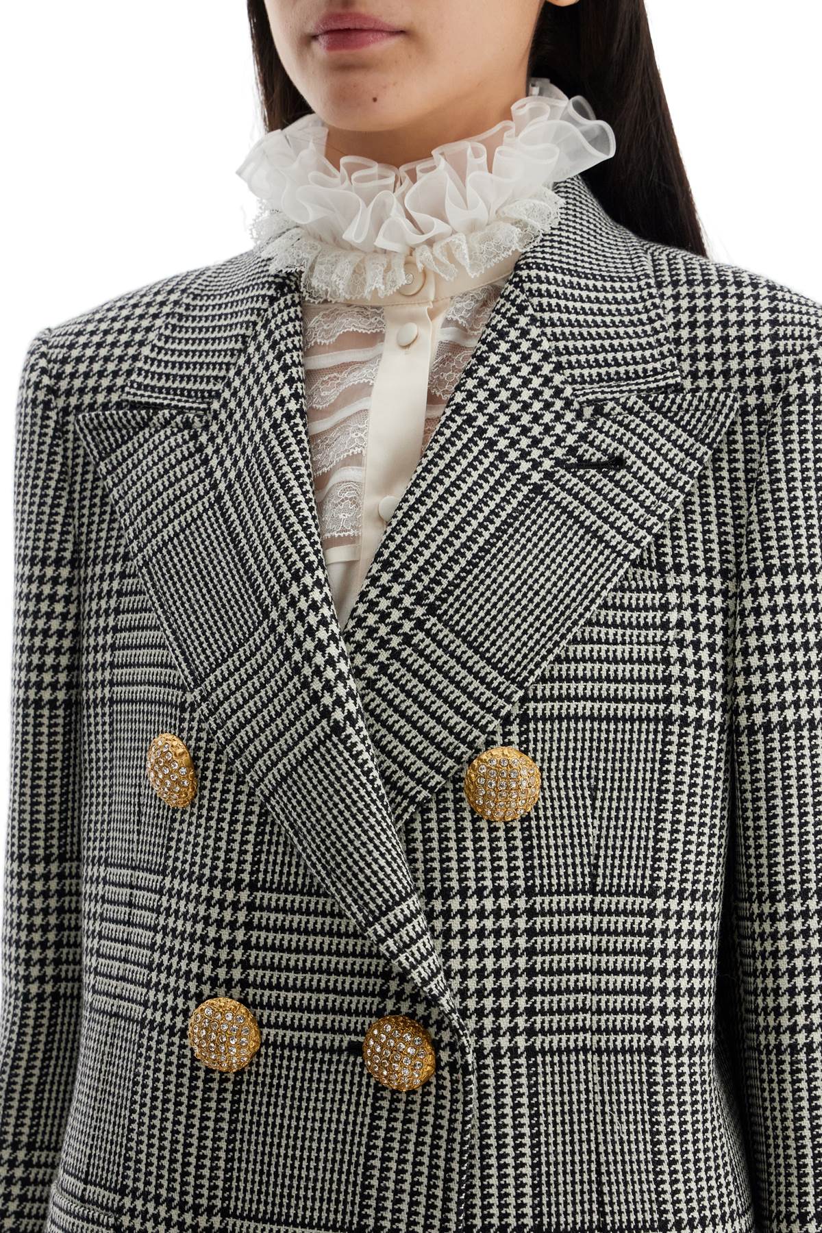 Valentino Garavani Double-Breasted Pied De Poule Wool Bl