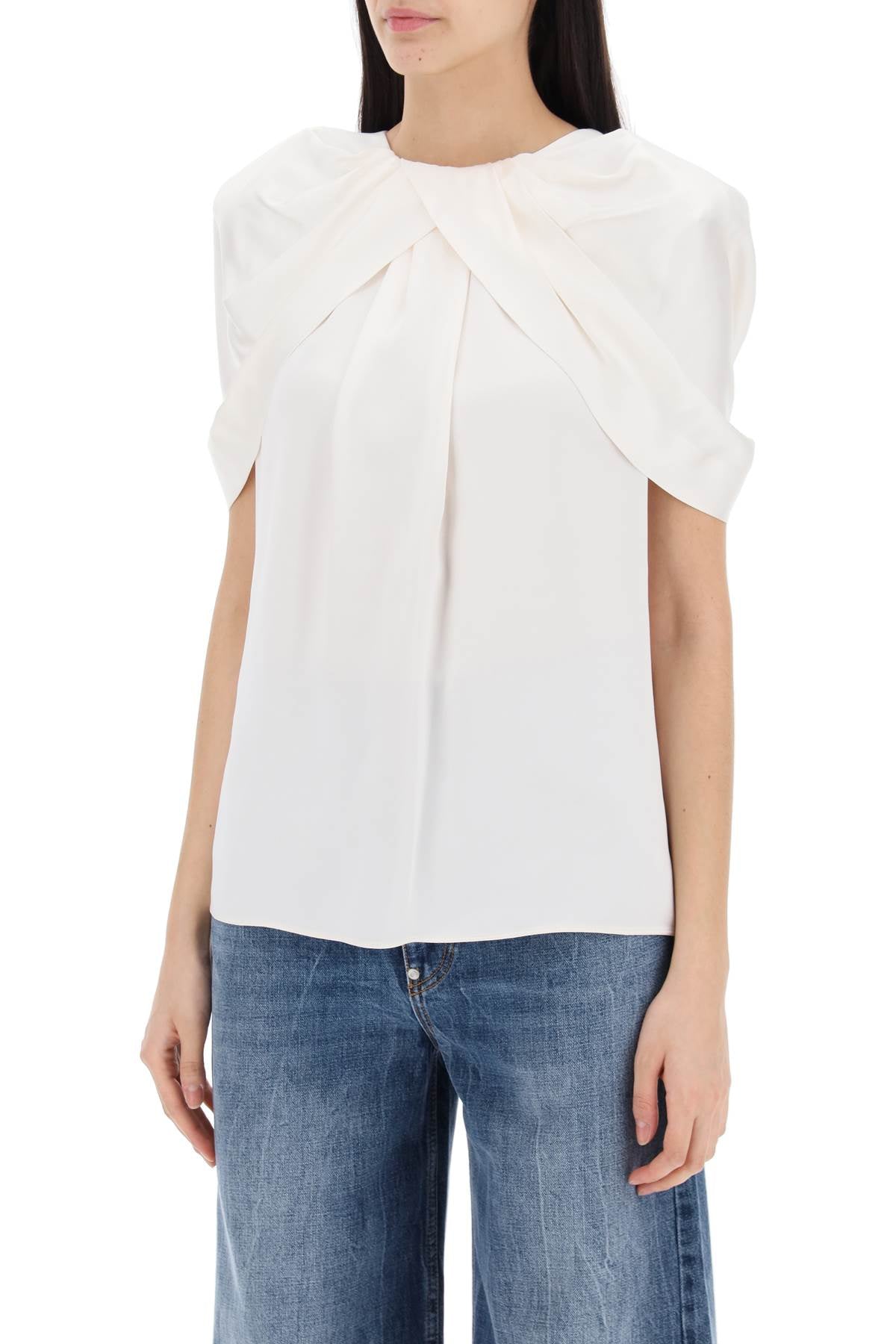 Stella Mccartney Satin Blouse With Petal Sleeves