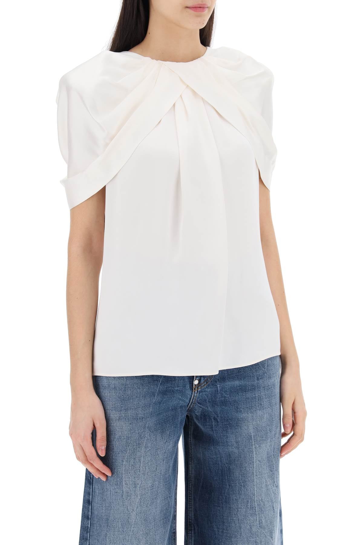 Stella Mccartney Satin Blouse With Petal Sleeves