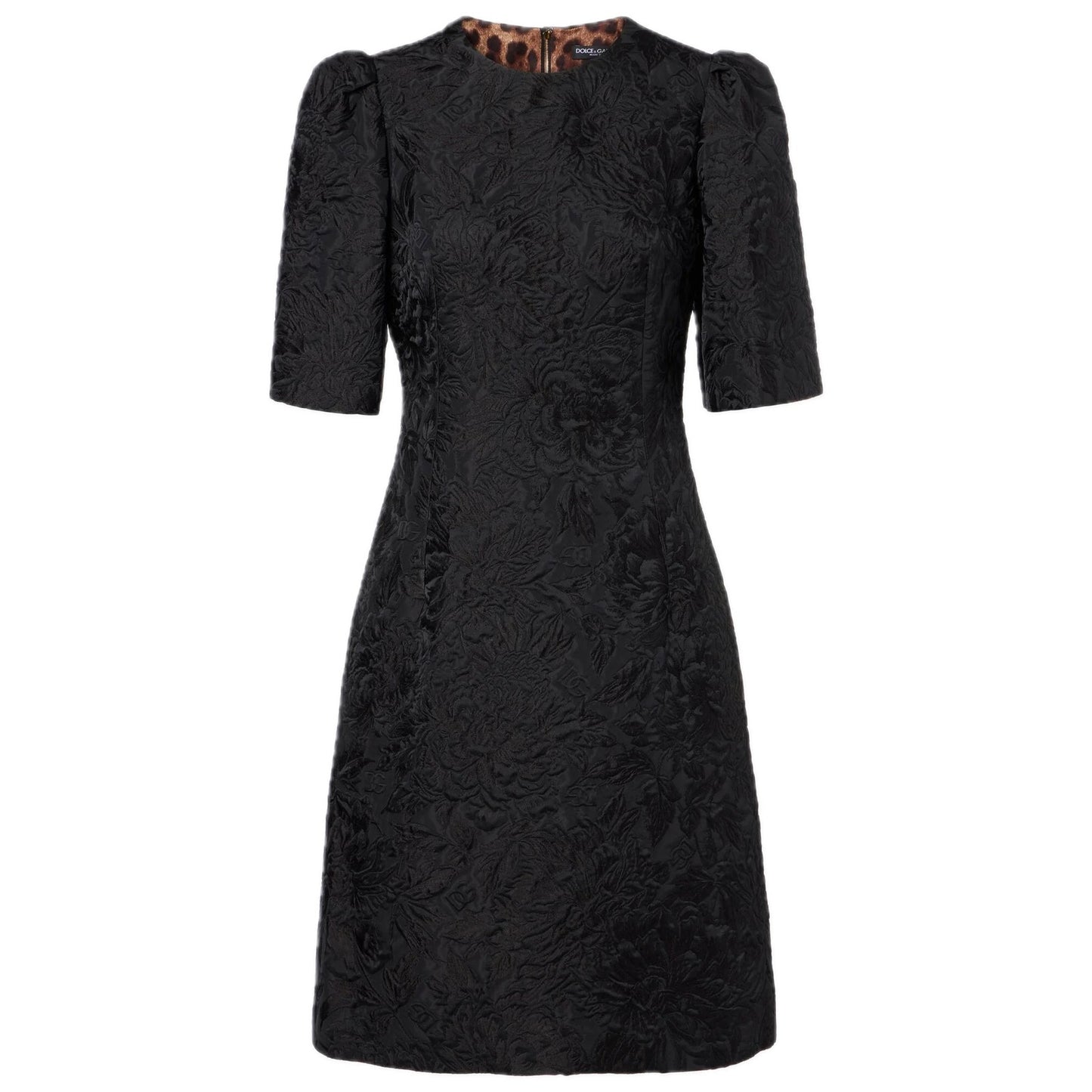 DOLCE & GABBANA Black A-line Brocade Jacquard Mini Dress 42 M