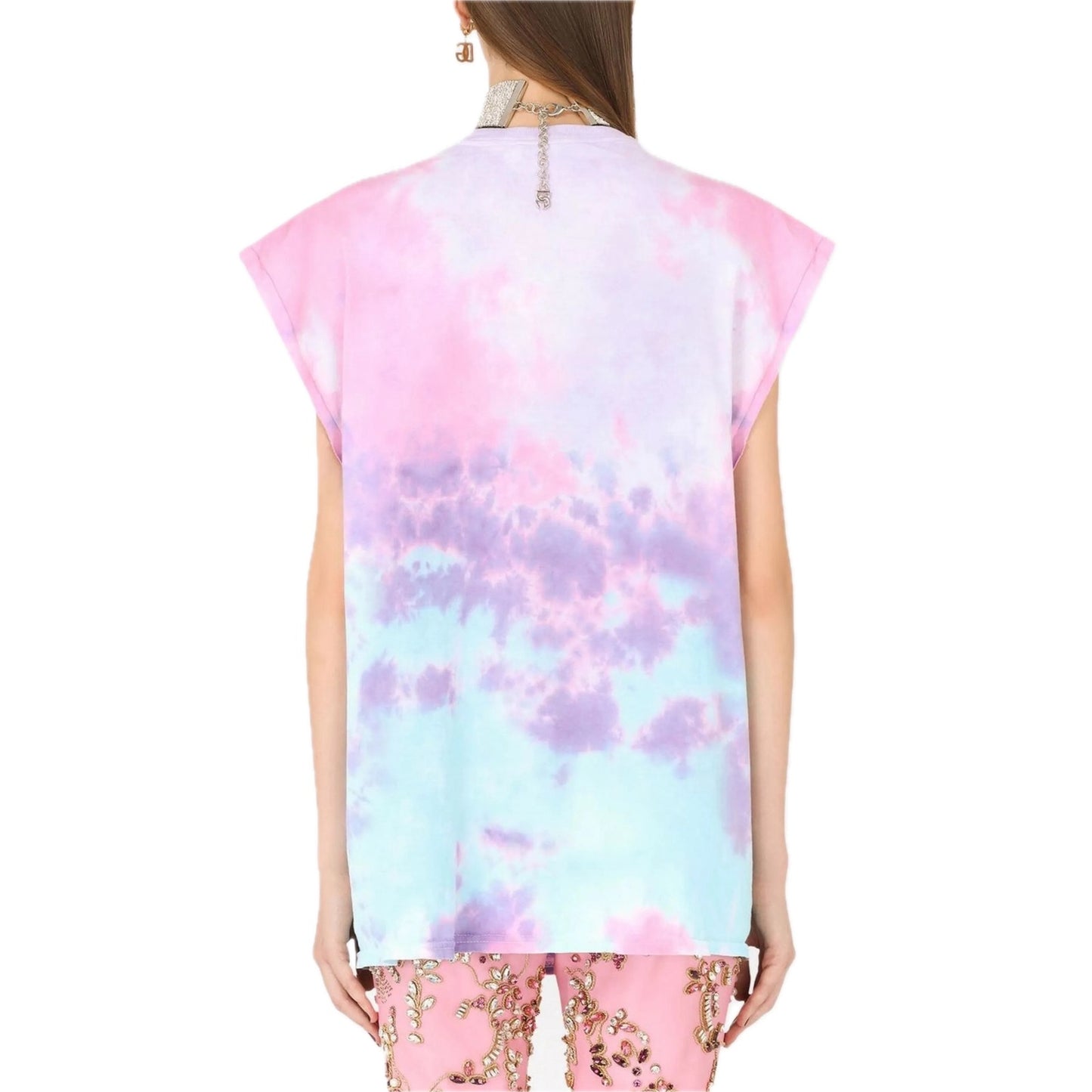 NWT Dolce & Gabbana Jennifer Jlo Crystal embellished tie-dye T-shirt IT 36 XXS