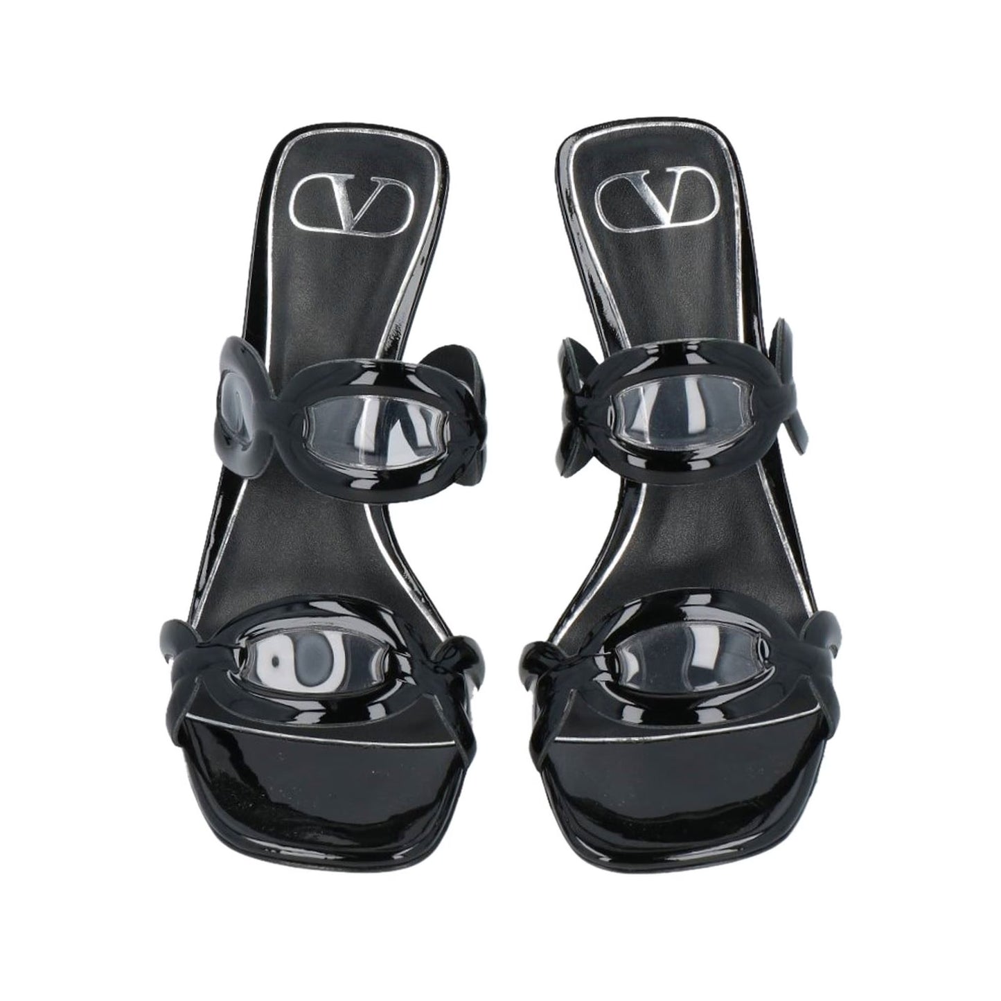 Valentino Garavani Black Chain 1067 Crystal Slip On Heel Slide Sandal