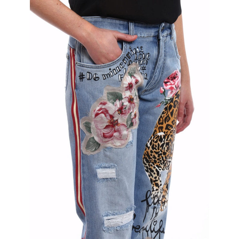 NWT Dolce & Gabbana Tiger Floral Jeans Prints & Embroideries IT 42 M
