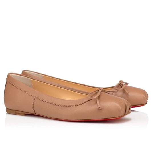 NWT Christian Louboutin Beige Mamadrague Leather Ballerina Flats 35