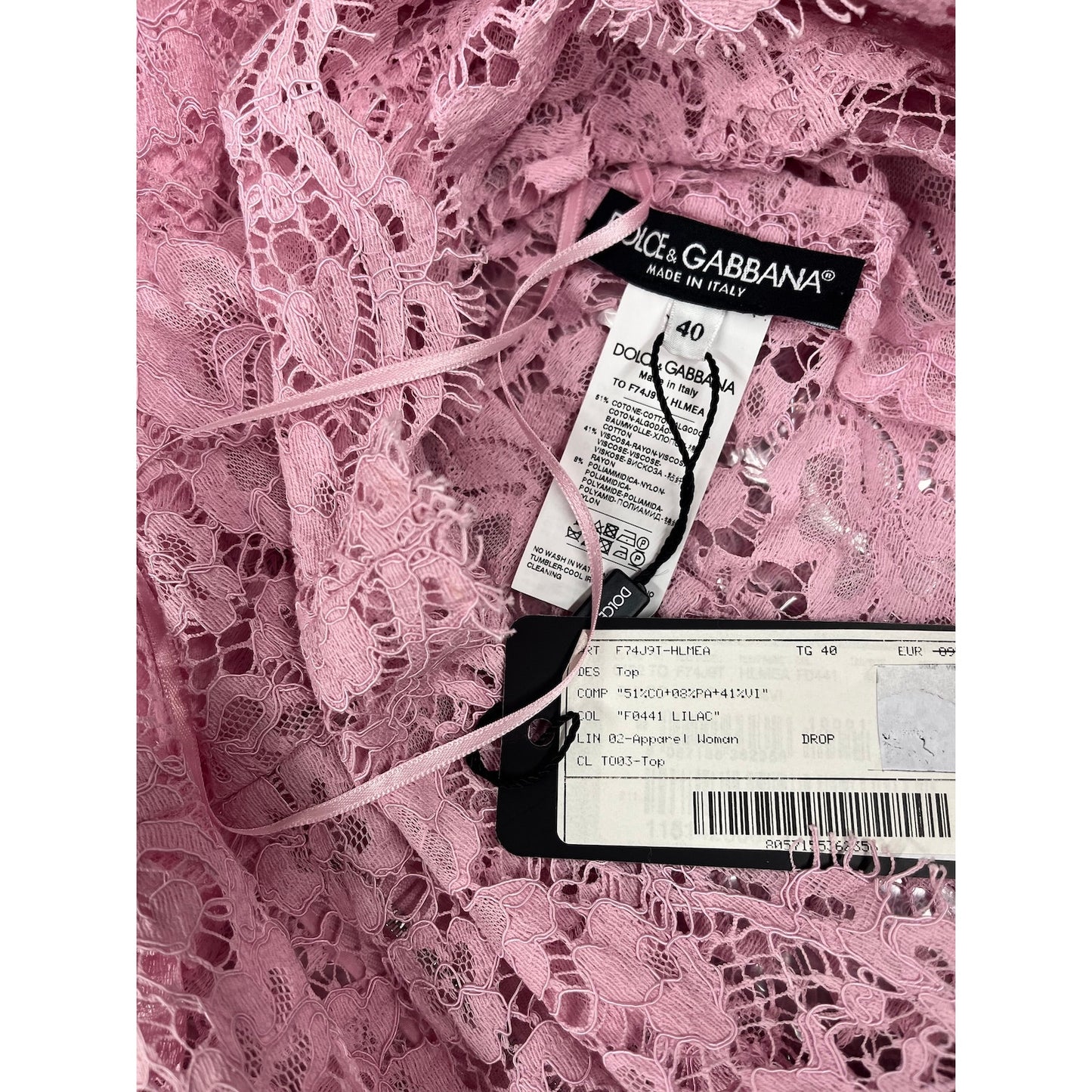 NWT Dolce & Gabbana Pink Lace Sleeveless Tank Top Blouse IT 40 S