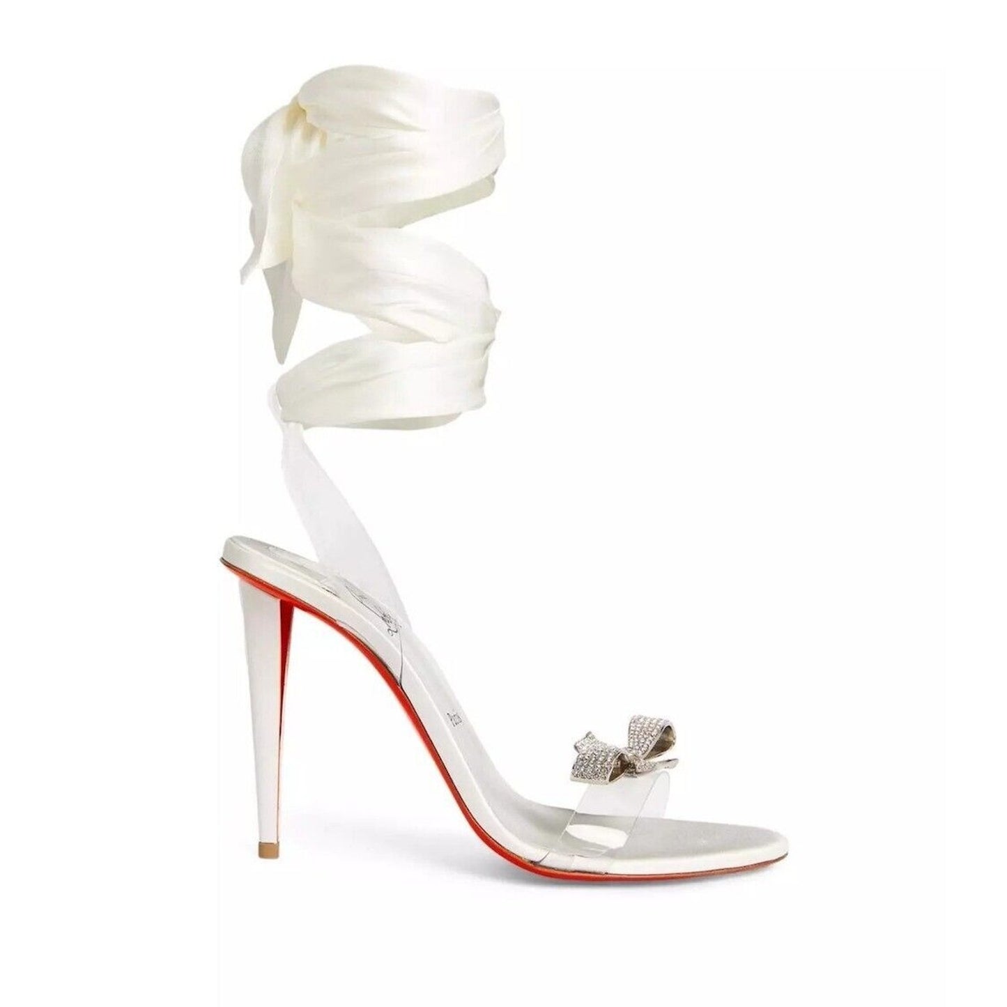 Christian Louboutin Astrinodo embellished PVC Ankle Tie Sandals White