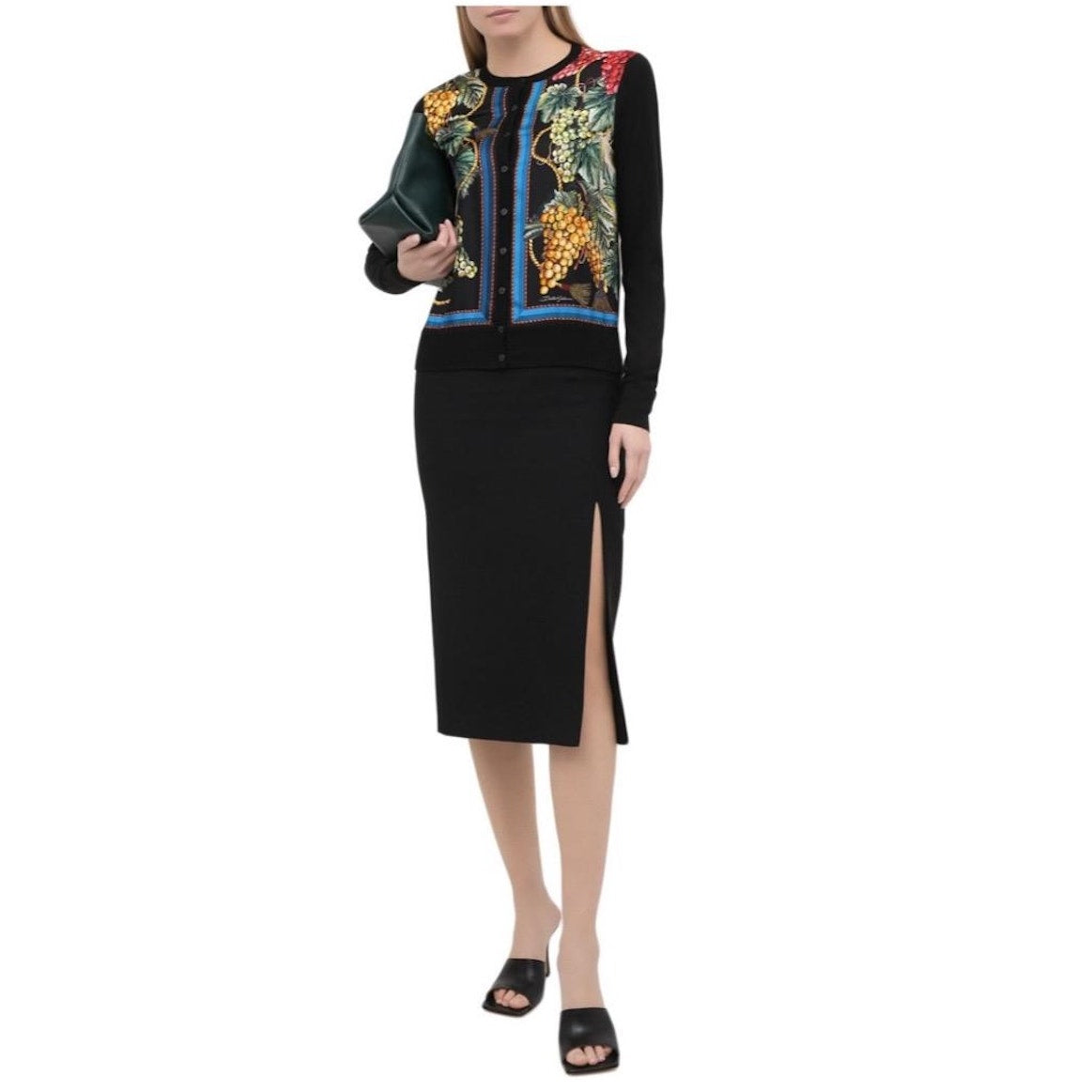 NWT Dolce & Gabbana Black Grape Print Buttoned Cardigan top  IT 40 US S S