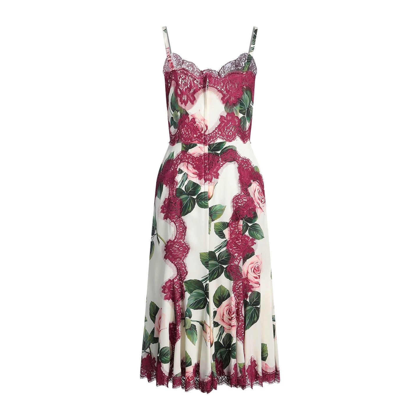 NWT DOLCE & GABBANA Floral Lace Midi White pink dress 42 M