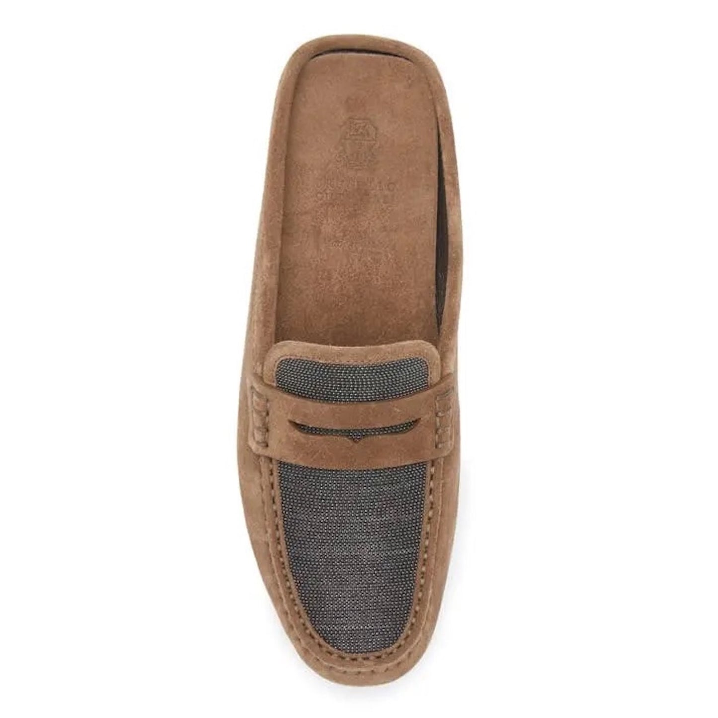 Brunello Cucinelli Monili Suede Driving Mules Brown