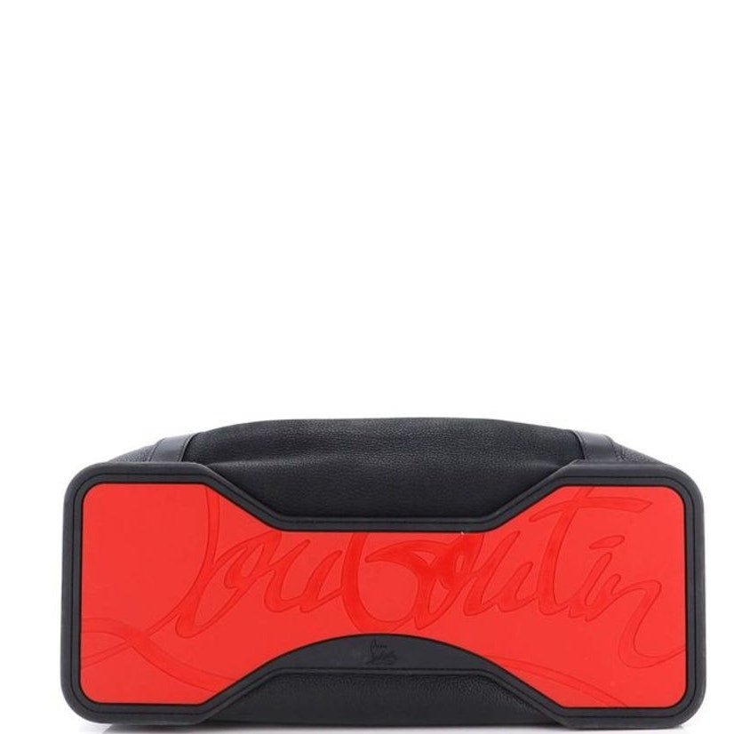 NWT Christian Louboutin Bagdamon Duffle Bag Black Calfskin Studded Crest Red Sole Base