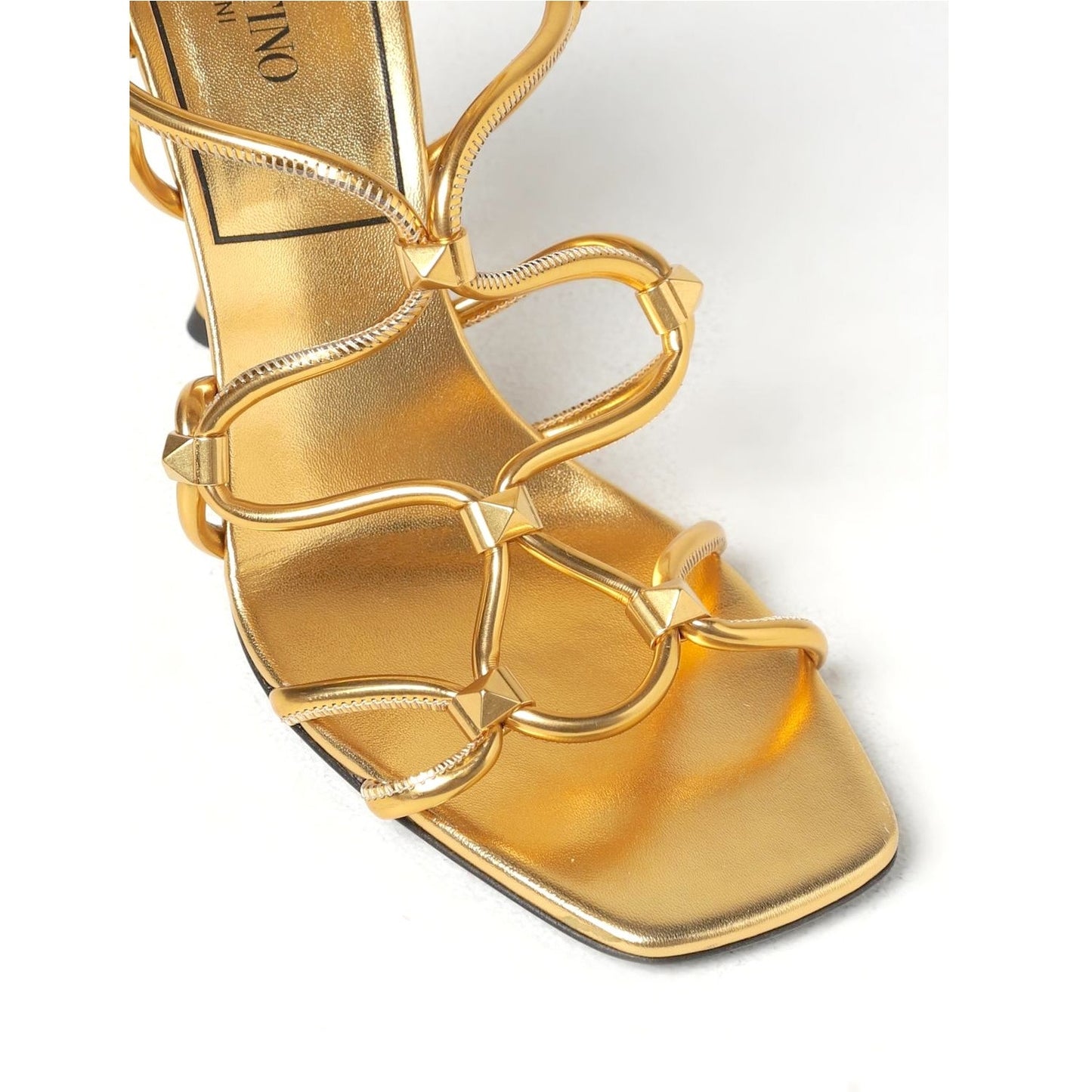 NIB Valentino Garavani Rockstud Net lace-up Heel Leather Sandals 36