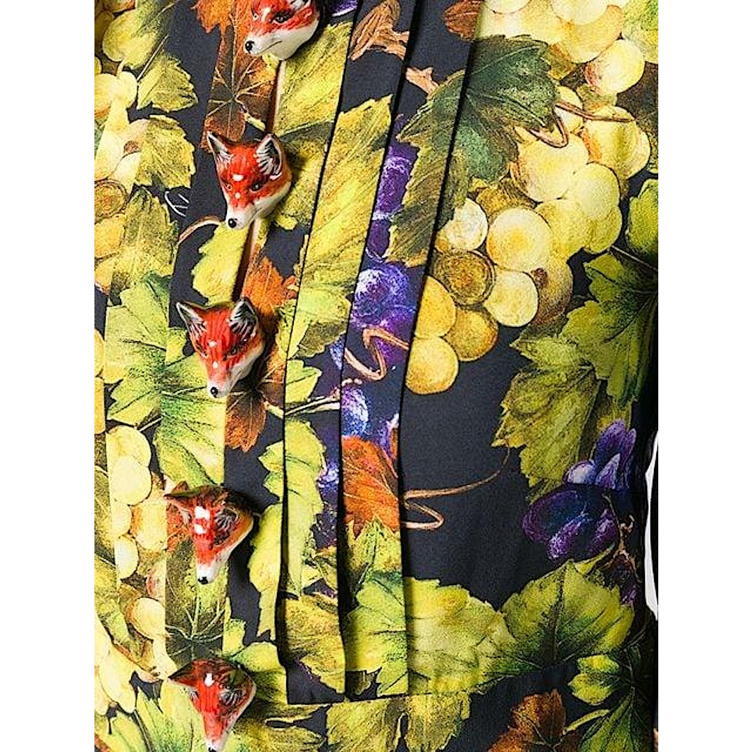 NWT Dolce & Gabbana Grape Print Embellished Dress Yellow IT 40 / S