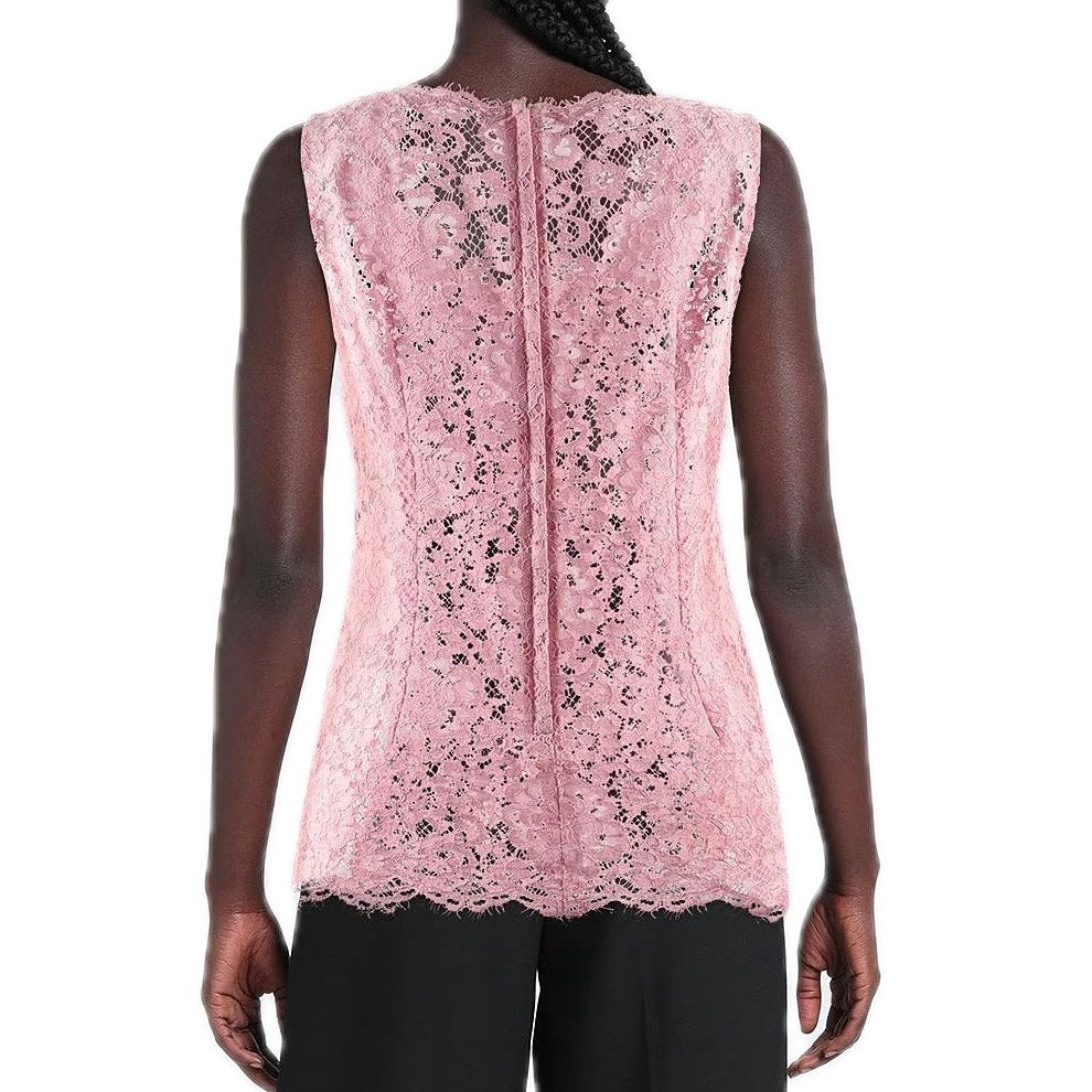 NWT Dolce & Gabbana Pink Lace Sleeveless Tank Top Blouse IT 40 S