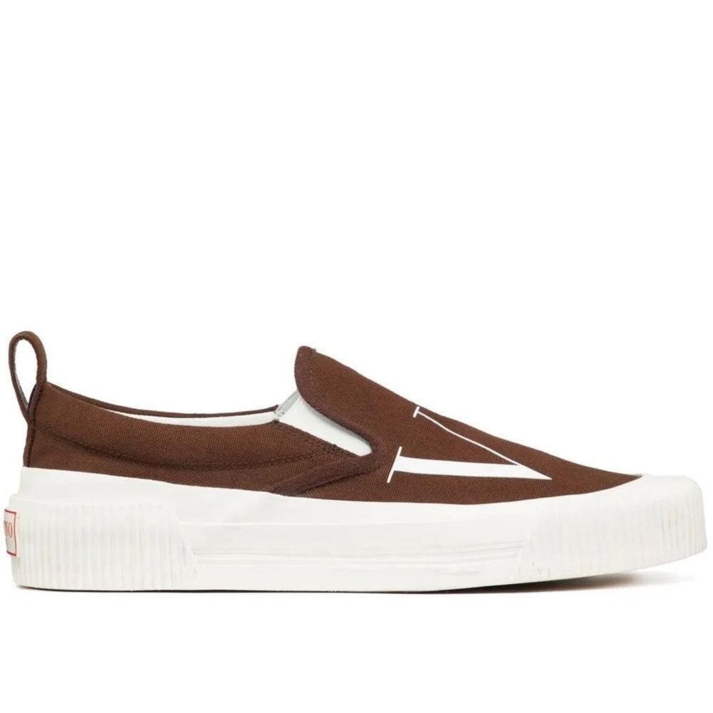 Valentino Garavani Brown VLTN Canvas Slip-on Sneakers