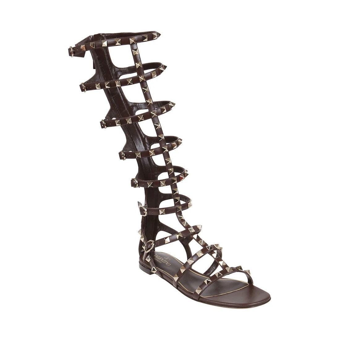 Valentino Garavani Rockstud Gladiator  Sandals Brown 38