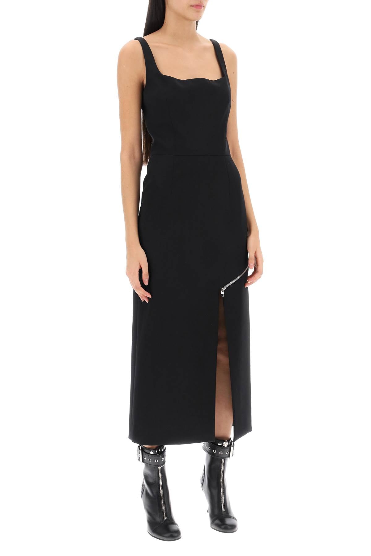 Alexander Mcqueen Midi Sheath Dress With Convertible Panel