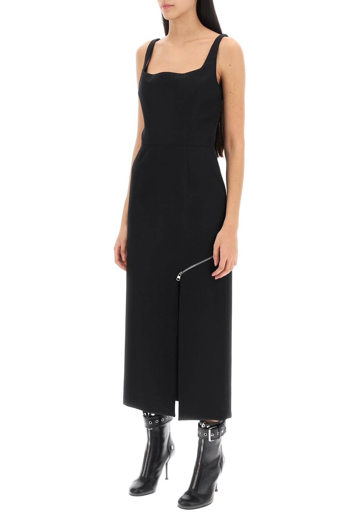 Alexander Mcqueen Midi Sheath Dress With Convertible Panel