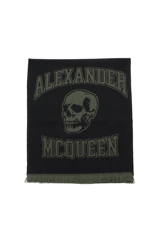 Alexander Mcqueen Varsity Logo Wool Scarf