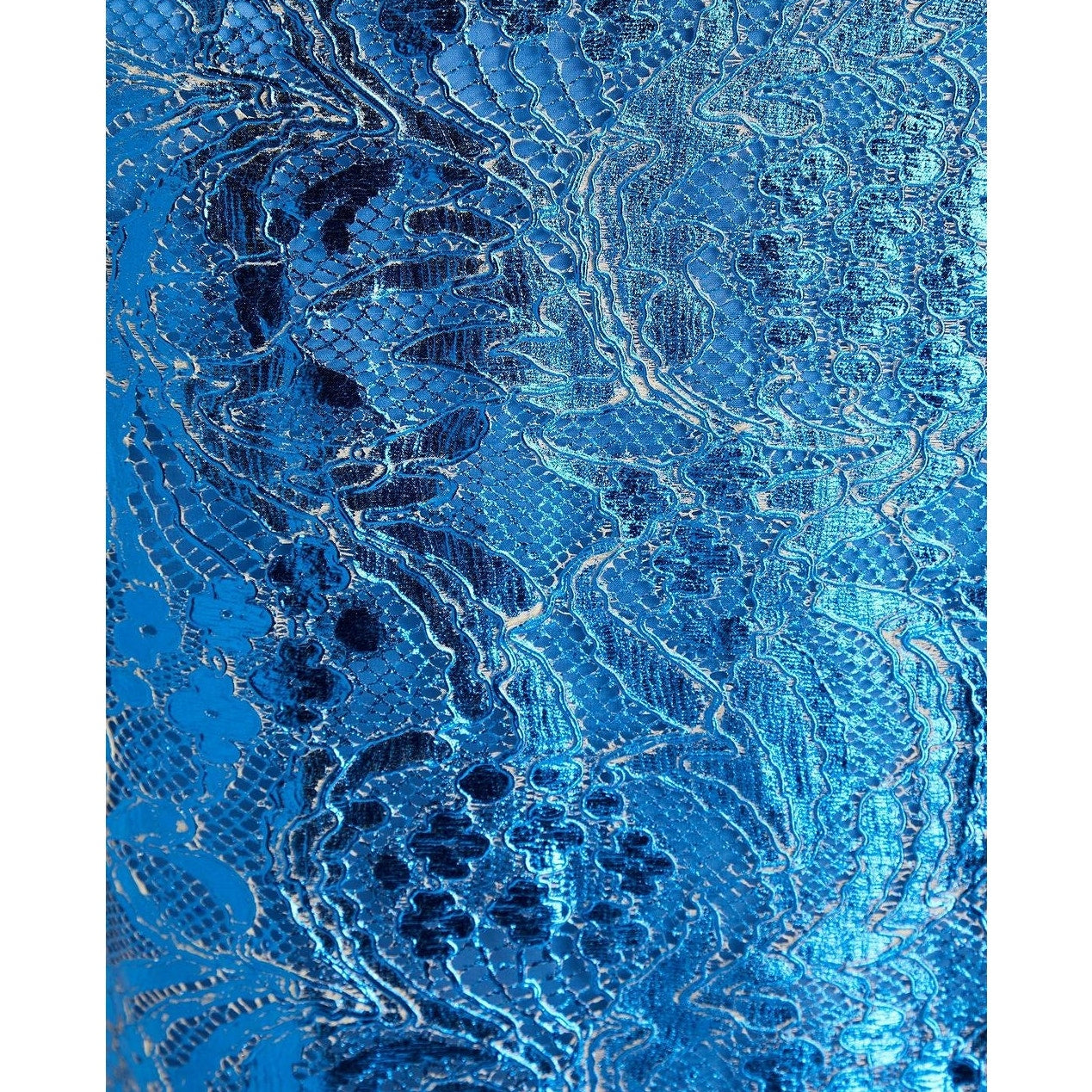 NWT Dolce & Gabbana Blue Metallic Coated Lace Pencil Skirt IT 38 US XS