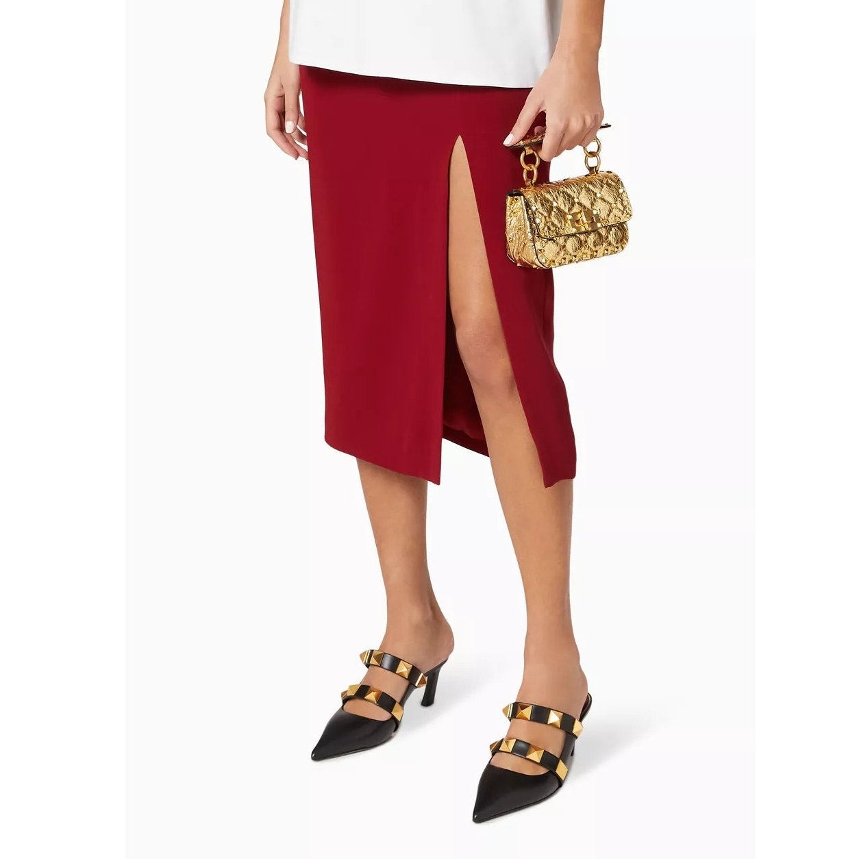 Valentino Garavani Black Roman Stud Leather Mules Gold