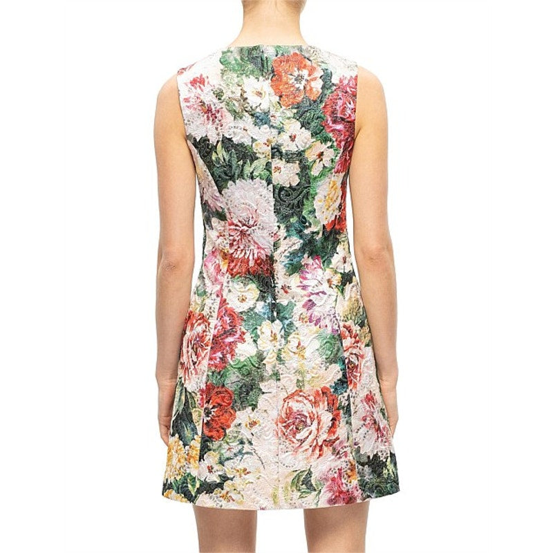 NWT DOLCE & GABBANA Metallic Floral-Print Cotton-Blend Brocade Mini Dress