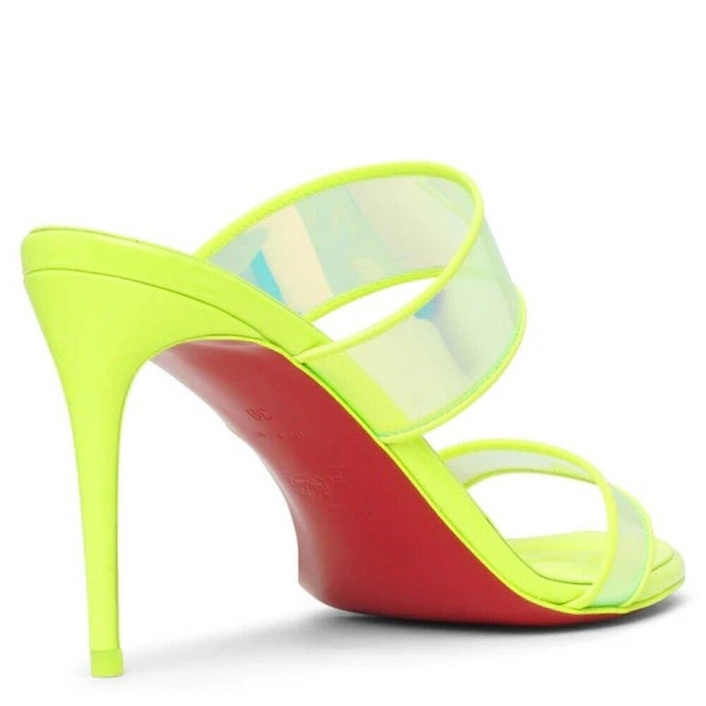 Christian Louboutin Just Loubi 85 Mules Leather PVC Neon Yellow 37