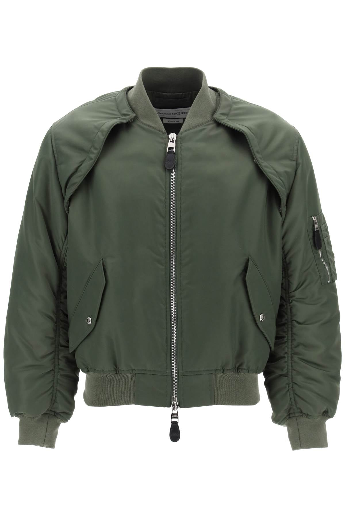 Alexander Mcqueen Convertible Bomber Jacket In Nylon Satin